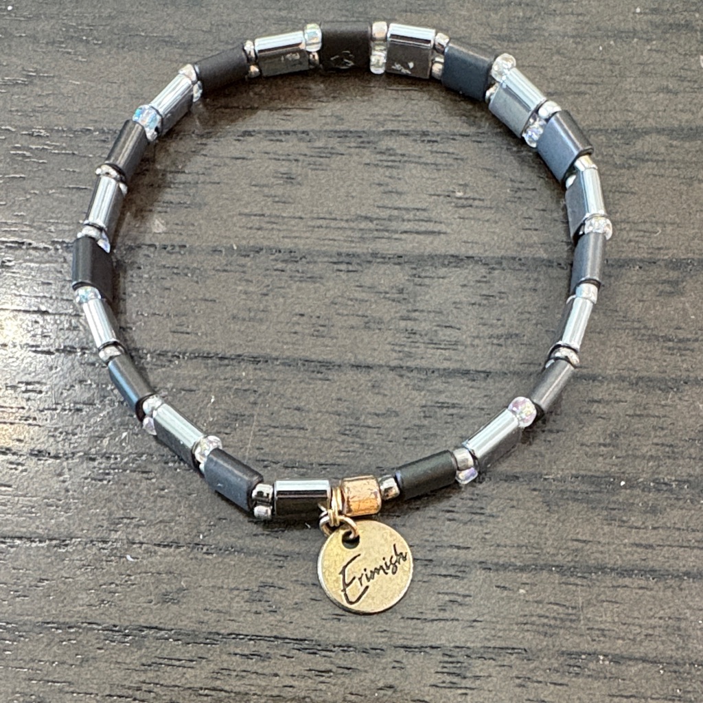 Erimish Black And Silver Charm Bracelet